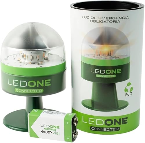 LEDONE Connected - Baliza V16 Obligatoria DGT en 2026. Homologada y con Geolocalizador con SIM Telefónica y Datos Gratis hasta 2038, Luz emergencia Coche Homologado DGT