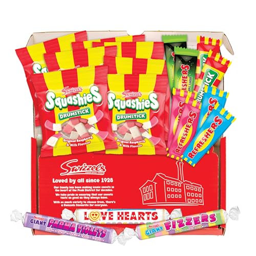 Swizzels Letterbox Sweets Hamper Classic Family Favourite Sweet Assortment with Refreshers Drumstick Squashies Love Hearts Giant Fizzers & Parma Violets Gift Box