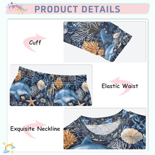 senya Dolphin Coral Sea World Pajamas Set Long Sleeve Soft Cotton Sleepwear 2 Piece4