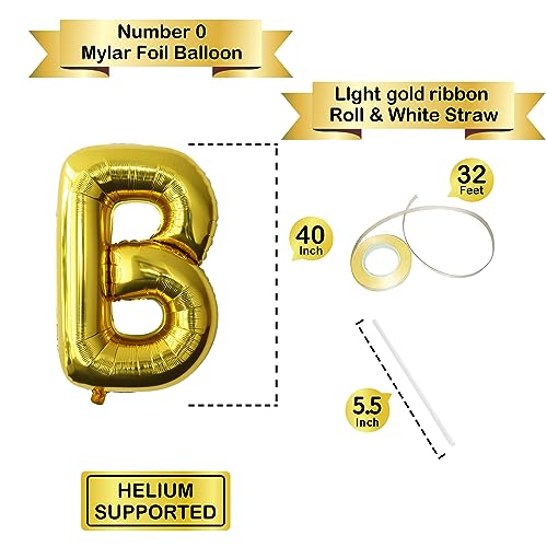 Image of Letter Balloons Gold Party Balloon - 40 Inch Large Gold Letter B Balloon, Letter Balloon Birthday Decorations, Balloon for Women Men Anniversary Party Decorations Supplies