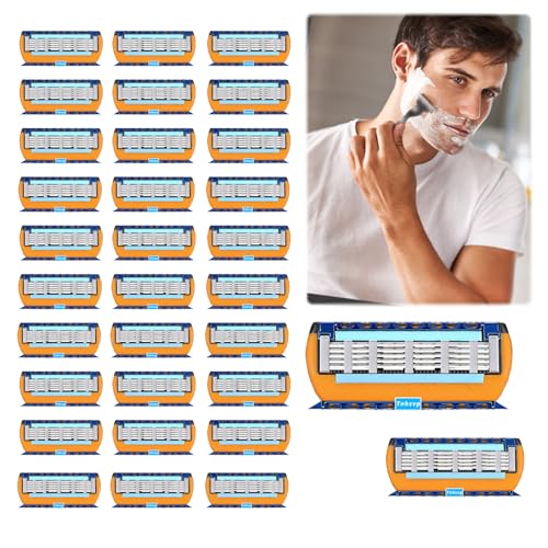 Tnhsvp 32 Piezas Cuchillas para Fusion 5 Recambios Kit, Cuchillas de Afeitar para Recambio,5 Capas de Hojas de Precisión, para Hombre Afeitar