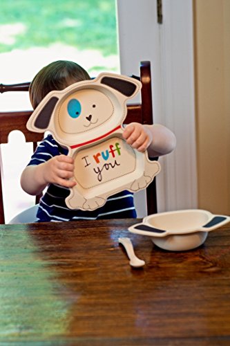 image for Bamboozle Tiny Footprint Kids Bamboo Dinnerware Set, Plate, Cup, Bowl 