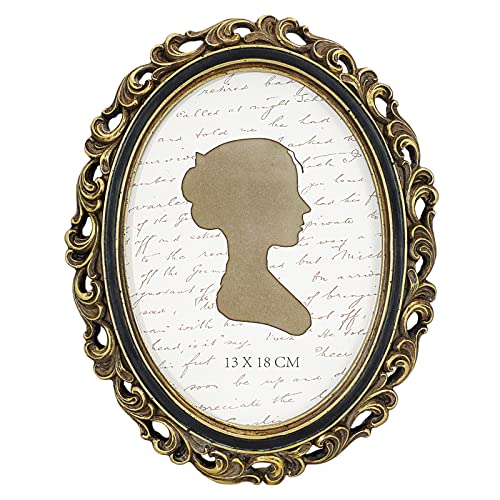Sunlit Vintage Picture Frame 5x7 Inch, Oval Antique Photo Frames with Glass Front, Luxury Photo Display