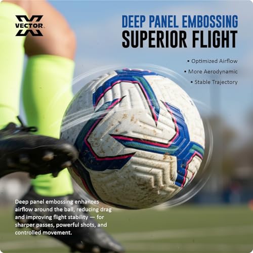 Image of Vector X Elite Thermo Bonded Official Match Soccer Ball- Waterproof PU Seamless Technology Soccer Ball with Needle Excellent Bounce Professional Match Play Football for Men Boys Size 5