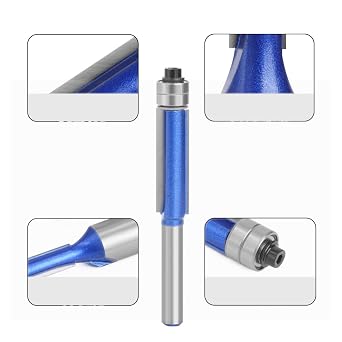 6mm Shank Double Bearing Flush Trim Router Bit, 30mm Cutting Carbide Woodworking Tool
