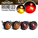 Partsam 2 Pcs Red & 2 Pcs Amber 3/4 Inch Mount LED Bullet Light Lamp Truck Trailer Round Side Marker with Plugs Hot Spot Clearance
