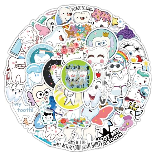 Calcomanías para dientes, 100 unidades, calcomanías de vinilo para dientes, impermeables, para laptop, botella, equipaje, cuaderno, regalo para niños, niñas, adolescentes, adultos, dentistas, médicos,