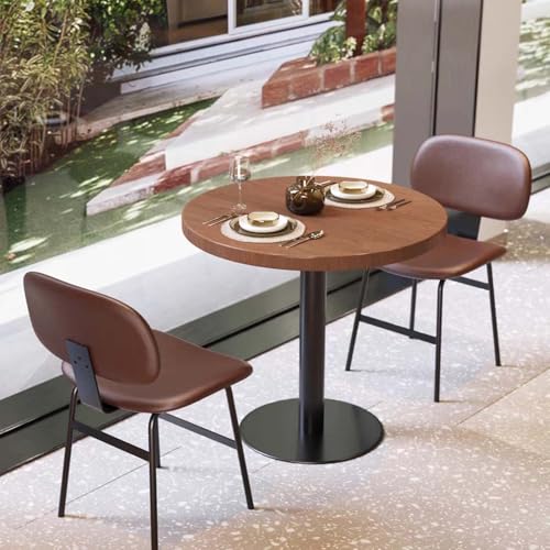 Mesa de bar cuadrada pequeña con parte superior de madera maciza y base de metal resistente, mesas decorativas para pub, cafetería, balcón, jardín, ocio, bistró, fácil montaje