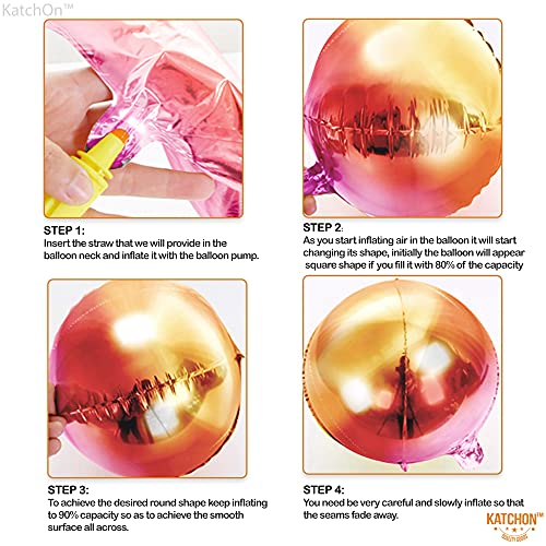 Image of KatchOn, Orange Mylar Balloons - Large 22 Inch, Pack of 6 | Round 4D Orange Foil Balloons, Metallic orange Balloon for Birthday Decoration, Halloween Decorations, Basketball Party Decorations