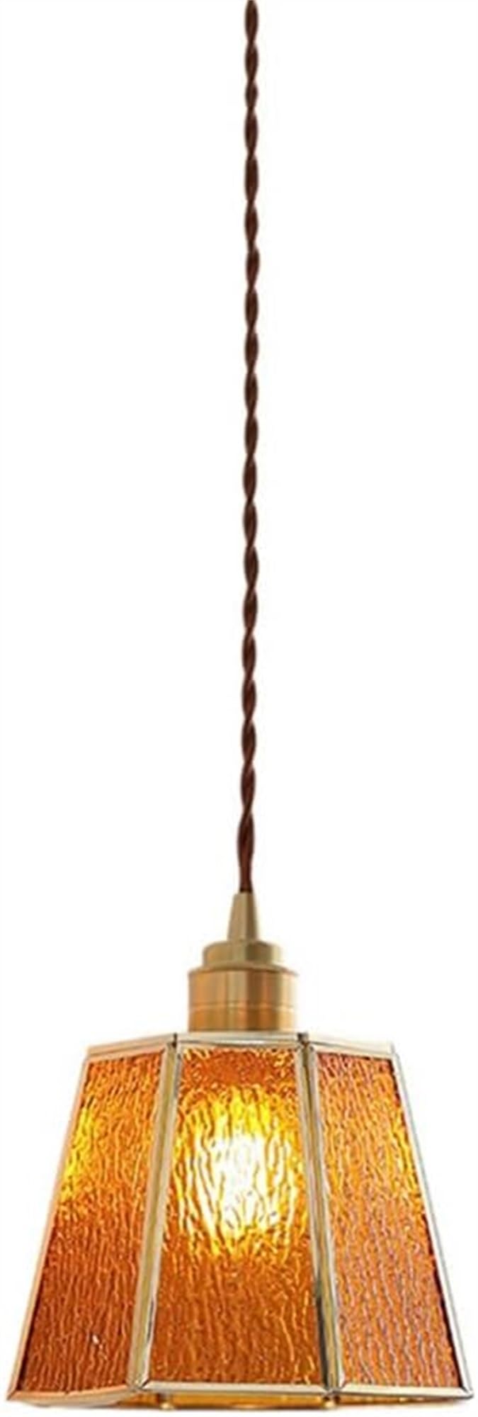 Mini lampe suspendue E27 en verre ambré avec fil réglable pour luminaire de bar