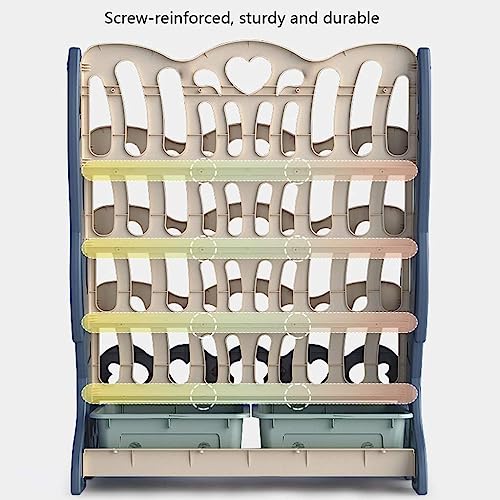 Étagère au sol en plastique bleu meuble bibliothèque multicouche enfant
