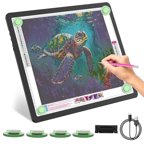 YINGWOND Rechargeable A3 Light Pad for Diamond Painting with 4000mAh Battery,Side Physical Buttons,Diamond Art Light Board,Magnetic Light Pad 13.4x18.2,LED Light Box for Tracing,Drawing,Weeding Vinyl