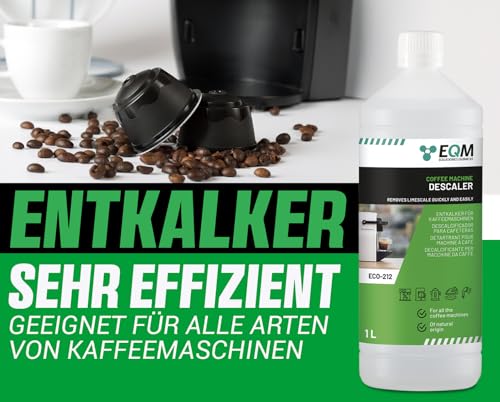 EQM - ECO- 212 - Entkalker für Kaffeemaschinen & Kaffeevollautomaten - 1L - Universal Kalklöser - 100% natürlicher Ursprung - Geeignet für alle Marken