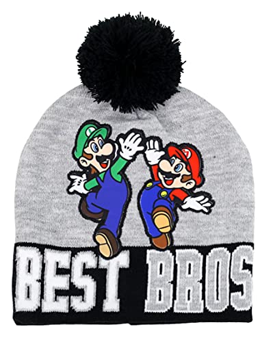 Nintendo Boy's Super Mario Cold Weather Hat And Glove Set, 4-7 (Grey) #TOP1