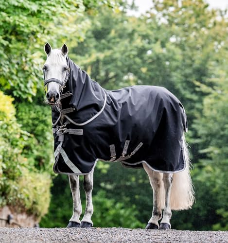Image of Horseware Amigo Bravo 12 Plus Turnout 400g - Black /Titanium Grey & Silver, 66 inches