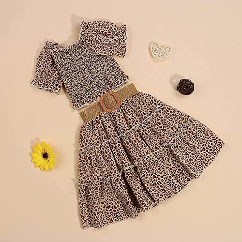 Image of Kids Baby Girls Outfits Floral Ruffle Off Shoulder Crop Tops + Bowknot Denim Shorts Skirt Set Toddler Summer Clothes