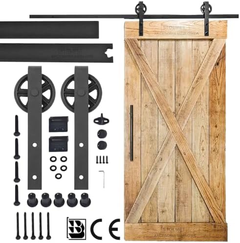 Schiebetür Komplettset 305cm Für Doppeltüren - Schwarzes Schienensystem Bis 159kg