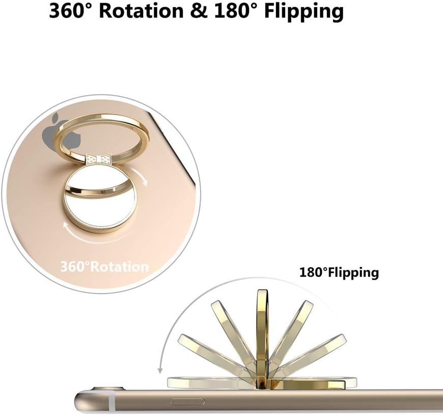 Mirror Finger Ring Holder, ICEYA Cell Phone Ring Stand Holder 360°Rotation Case Ring Grip Mount for iPhone 7/7 Plus, Galaxy S8/S8 Plus and Other Smartphones (Gold)