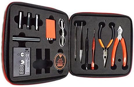 Updated DIY 6-in-1 Coil Jig Tool Kit Coil Jig V3+ohm Meter +Diagonal Pliers +Scissors +Screwdriver +Ceramic/Elbow Tweezer +Kanthel Wire +Case