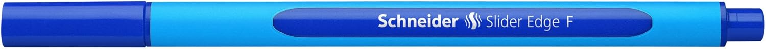 Schneider Slider Edge 152003 Ballpoint Pen with Cap Model F Pack of 10 / Cyan and Blue Barrel/Blue Ink