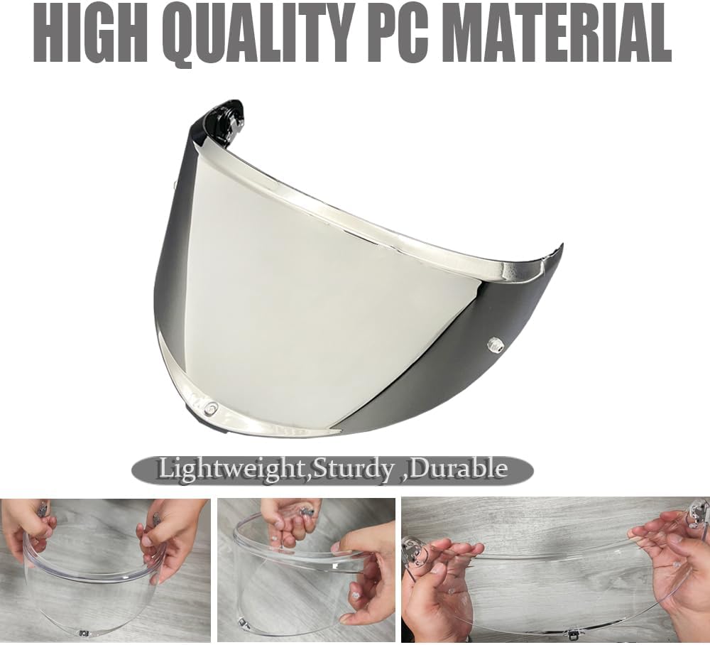 K6 Helmet Visor Replacement,Motorcycle Helmet Face Shield Sunscreen Anti Uv Windshield Compatible with AGV K6 K6S (Silver-Day use only)