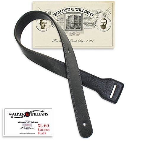 Walker & Williams XL-60 Black Guitar Strap Extender Lengthens W&W Straps Up To 60″ For Acoustic, Electric, And Bass Guitar Straps - Les Beatles, Paul McCartney, John Lennon, RIngo Starr, George Harrison Walker & Williams XL-60 Black Guitar Strap Extender Lengthens W&W Straps Up To 60" For Acoustic, Electric, And Bass Guitar Straps