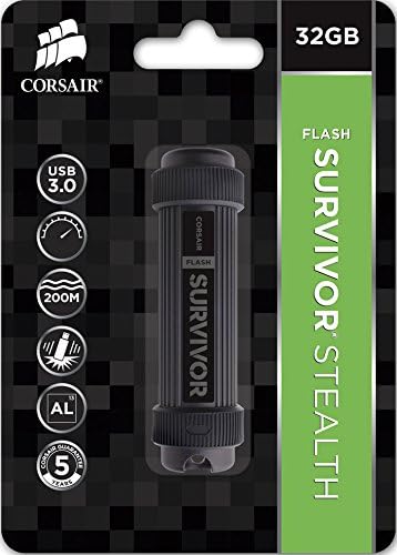 Corsair Flash Survivor Stealth 32GB USB 3.0 Flash Drive, Black