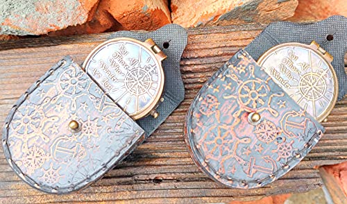 Brújula náutica de bolsillo con estuche de cuero 2 pulg miniatura 1