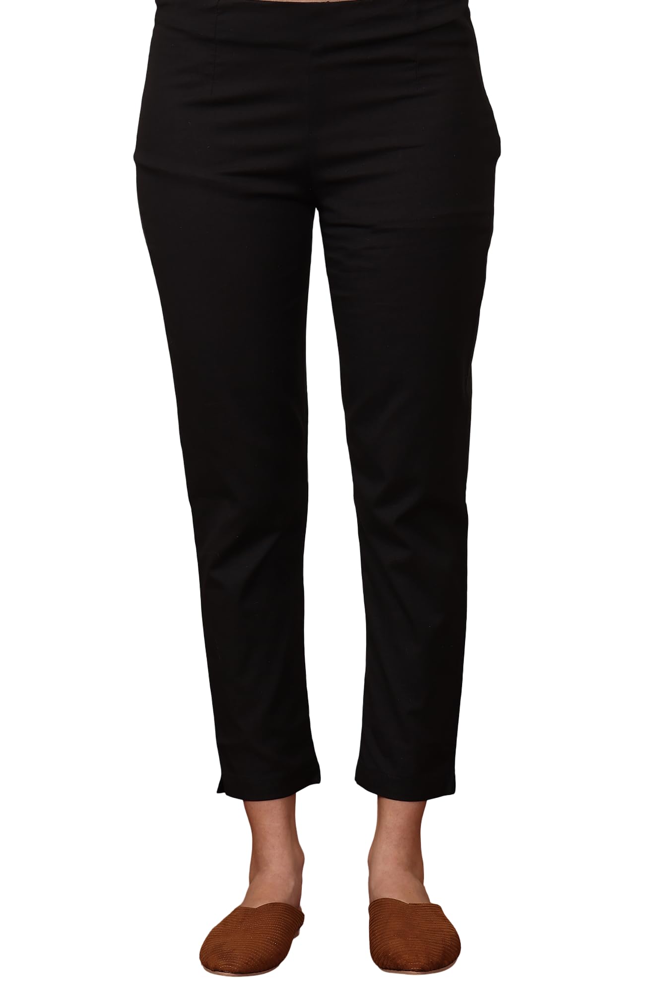 w for woman W for Women’s Solid Plain Straight Cotton Slim Pant-picture-15