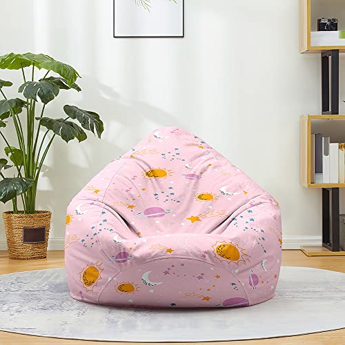 Fasbuy Patron Espacio Exterior Puff, Puff Gigante sin Relleno con Asa, Salon Bean Bag para Almacenaje, Puf Sofa de Color, para Adultos y Niños, Exteriores y Interiores (Sol,70x80cm)