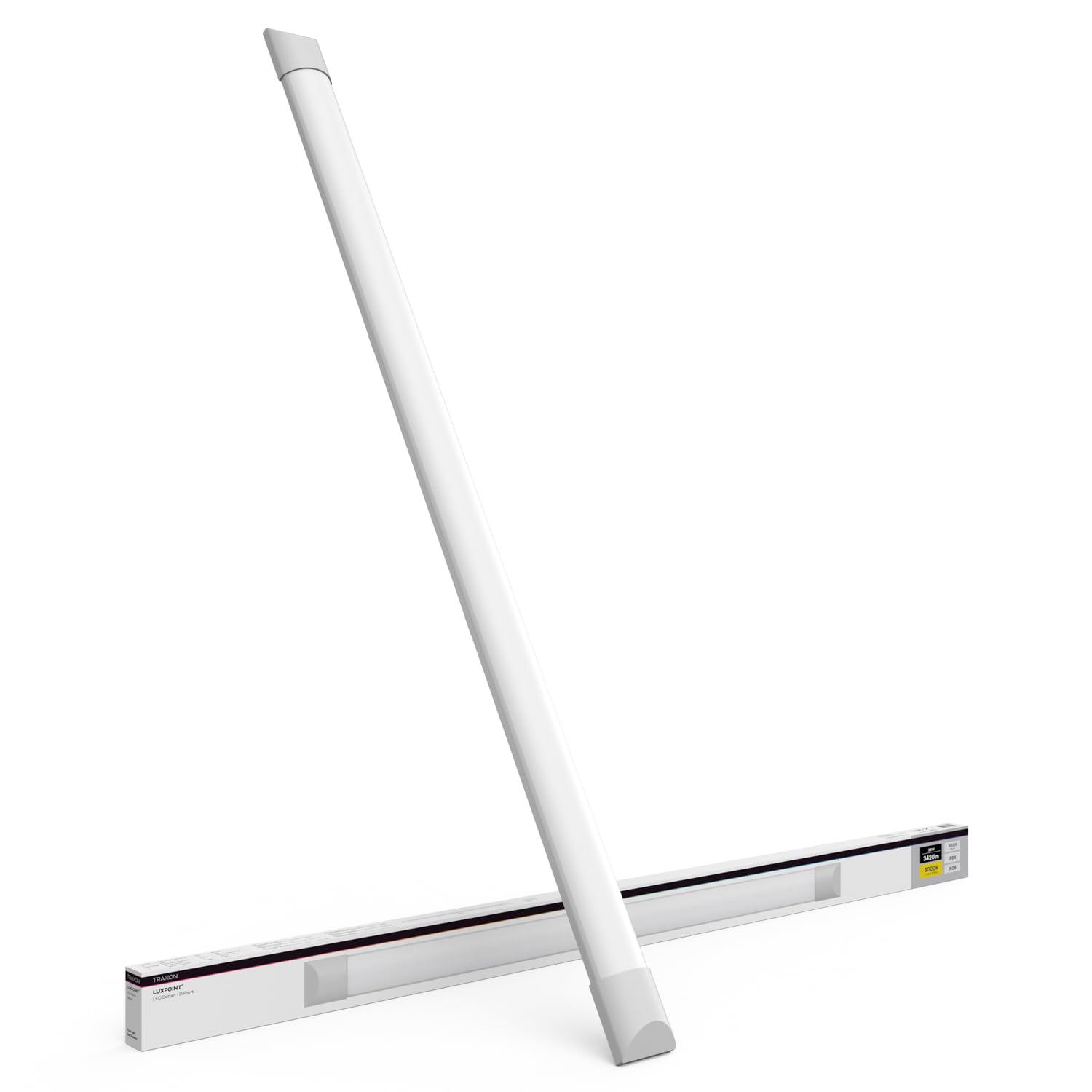 TRAXON LUXPOINT Regleta Luminaria Batten LED - Dalbert integrado 120cm 36W Luz fría 6500K 3600Lm IP54 IK06 interior superficie (Luz fría 6500K 36W | 120cm)