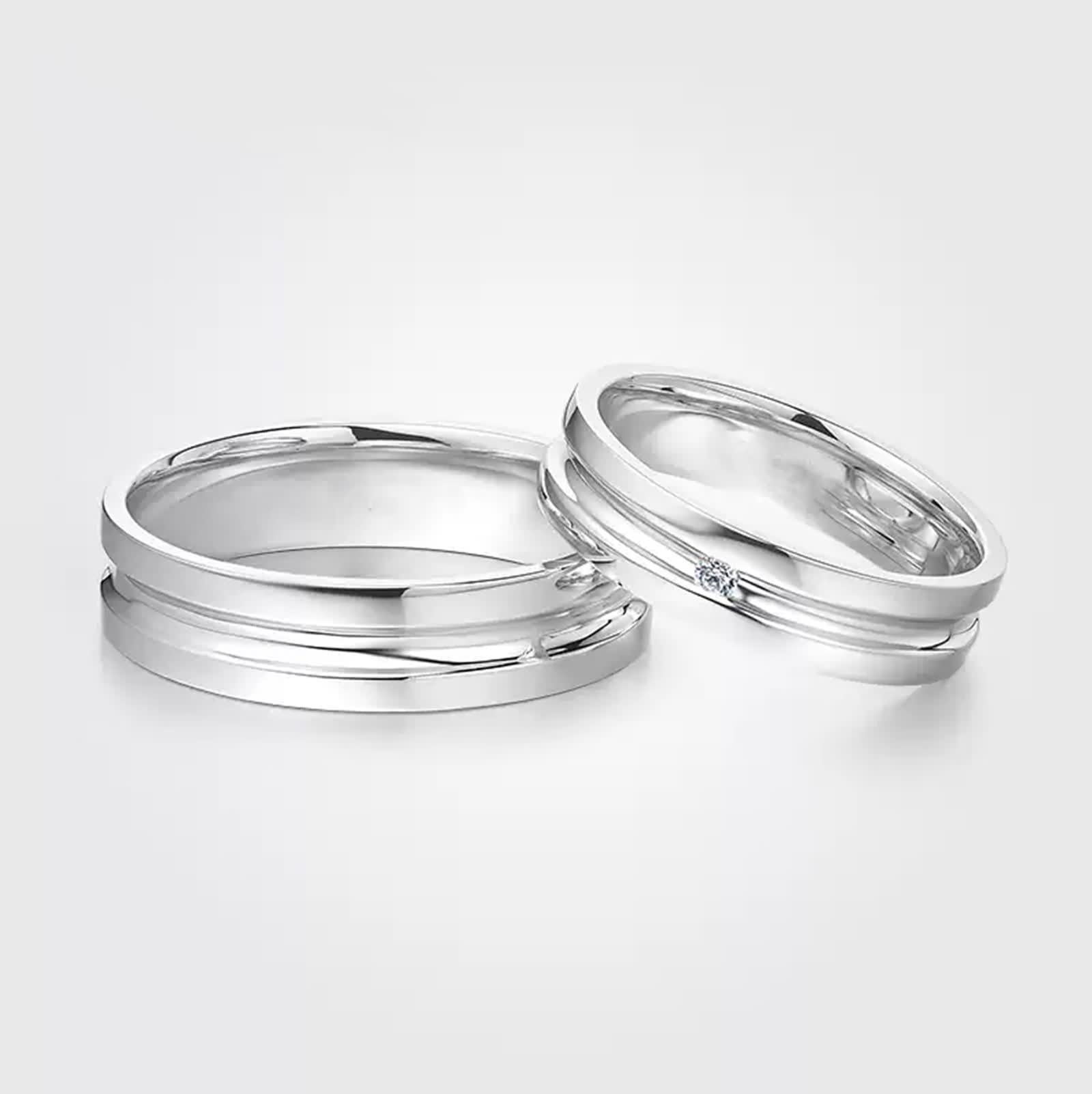 Anillos de boda de plata, anillo de compromiso para hombres pulido joyas auténticas Pt950, tamaño 66 (21.0)