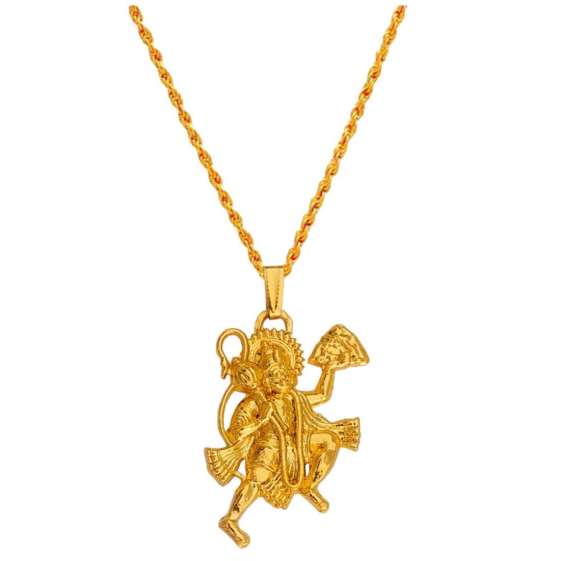Religious Jewelry Pawan Putra Hanuman Bajrangbali Gold Brass,Zinc Metal 01 Necklace Pendant for Men and Women-image-27