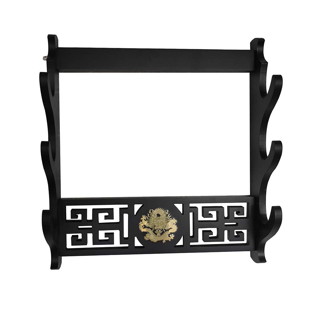 Goonsds Black Wall Mount Sword Holder Samurai Display Hanger For Katana Wakizashi 3Tier,Dragon 3 Tier