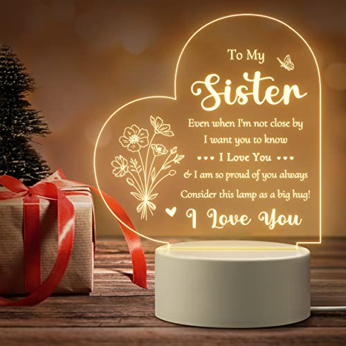 Sisters Gifts From Sister, Sister Birthday Gifts From Sister, Unique Night Light To My Sister, Sister Gifts Ideas For Women On Christmas Graduation Wedding Mothers Day, Big Sister Little Sister Gift #TOP23