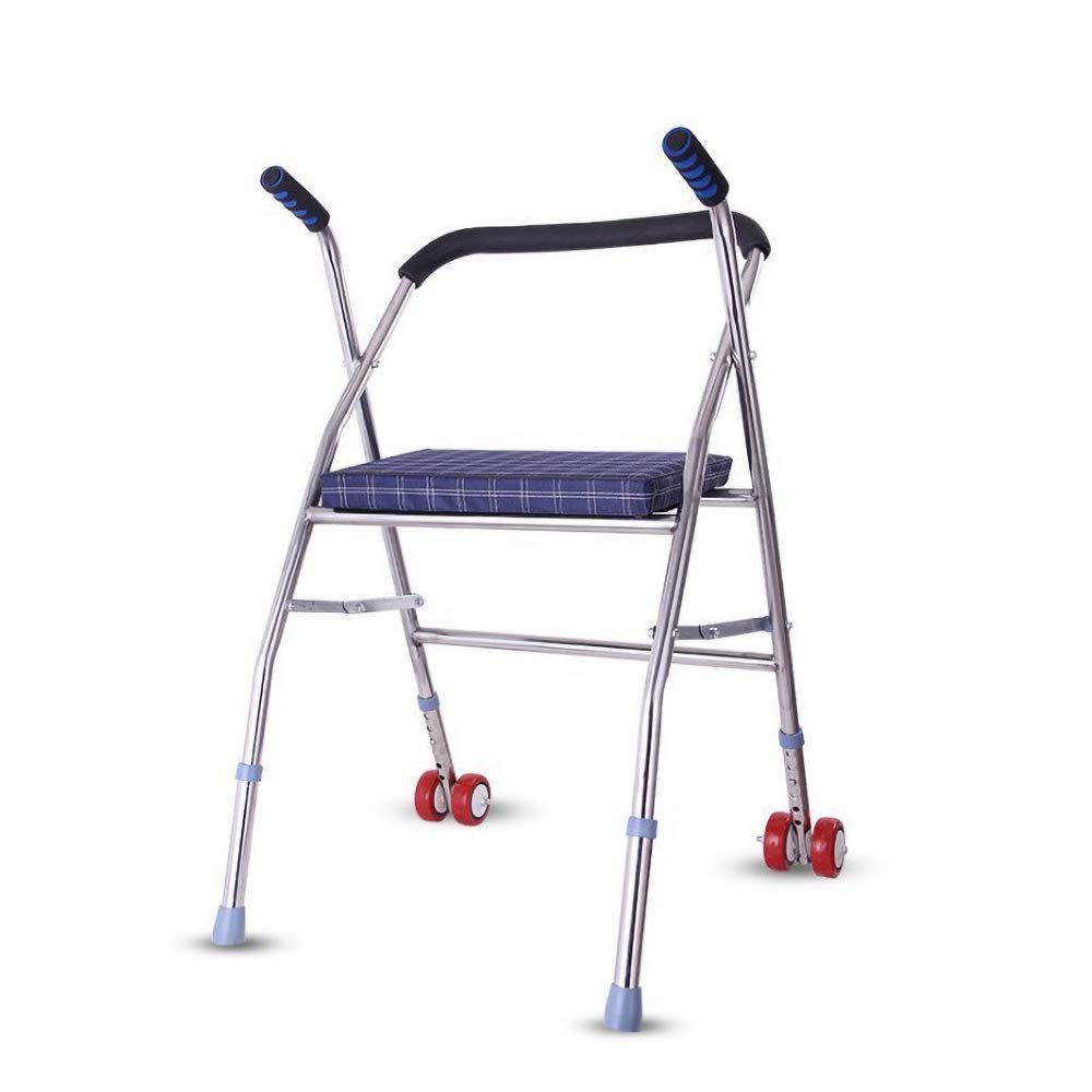 Andador para Ancianos,Bastón, Andador Con Asiento Y Ruedas Para Personas Mayores Transporte Plegable Regulable