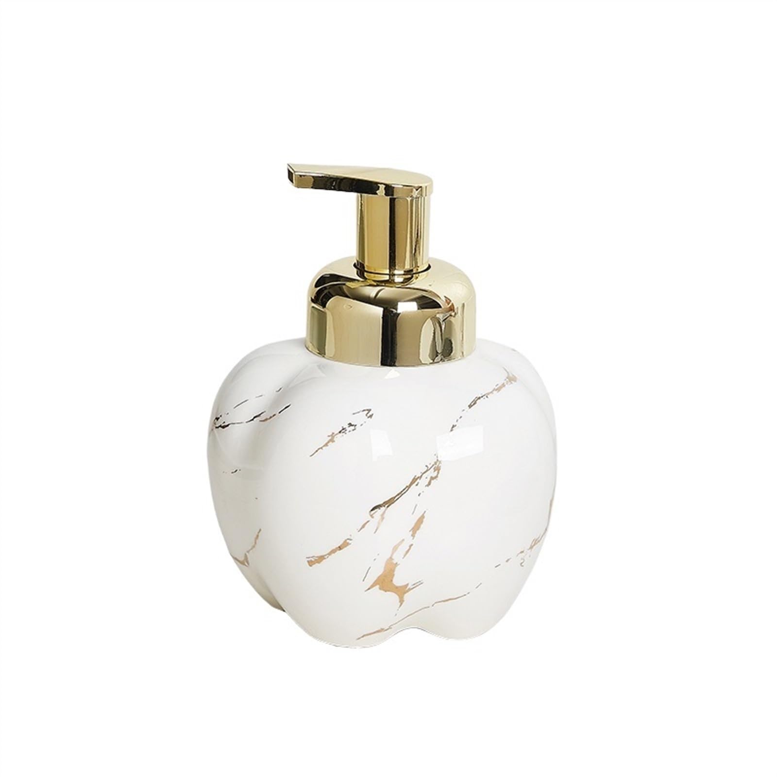 Cyairong-22 White Soap Dispenser 520Ml Bathroom Ceramics Soap Dispenser With Golden Pump And Exquisite Marble Patterns Modern Ceramic Dispensers Bottle(White)