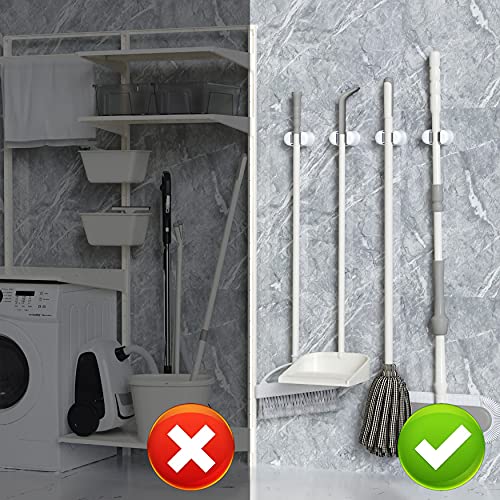 image for BEZOX Mop Holder 3 PCS Wall Mount Broom Stands Rack, Sturdy Self-adhes