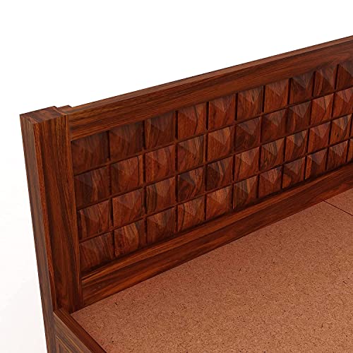 Image of SHRI MINTU'S ART Solid Sheesham Wood King Size Bed Without Storage | Wooden Double Bed Cot Bed for Bedroom Furniture | Palang Double Bed for Hotels | All (Queen, Brown 1)