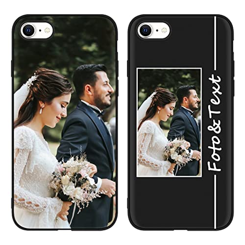 Yoedge Funda Personalizada para Apple iPhone SE 2022/SE 2020/7 / 8 4,7',Carcasa Silicona Personalizable con Imagen Foto Texto Custom,Antigolpes Encargo Case Cover Personalizado para iPhone 7,Negro