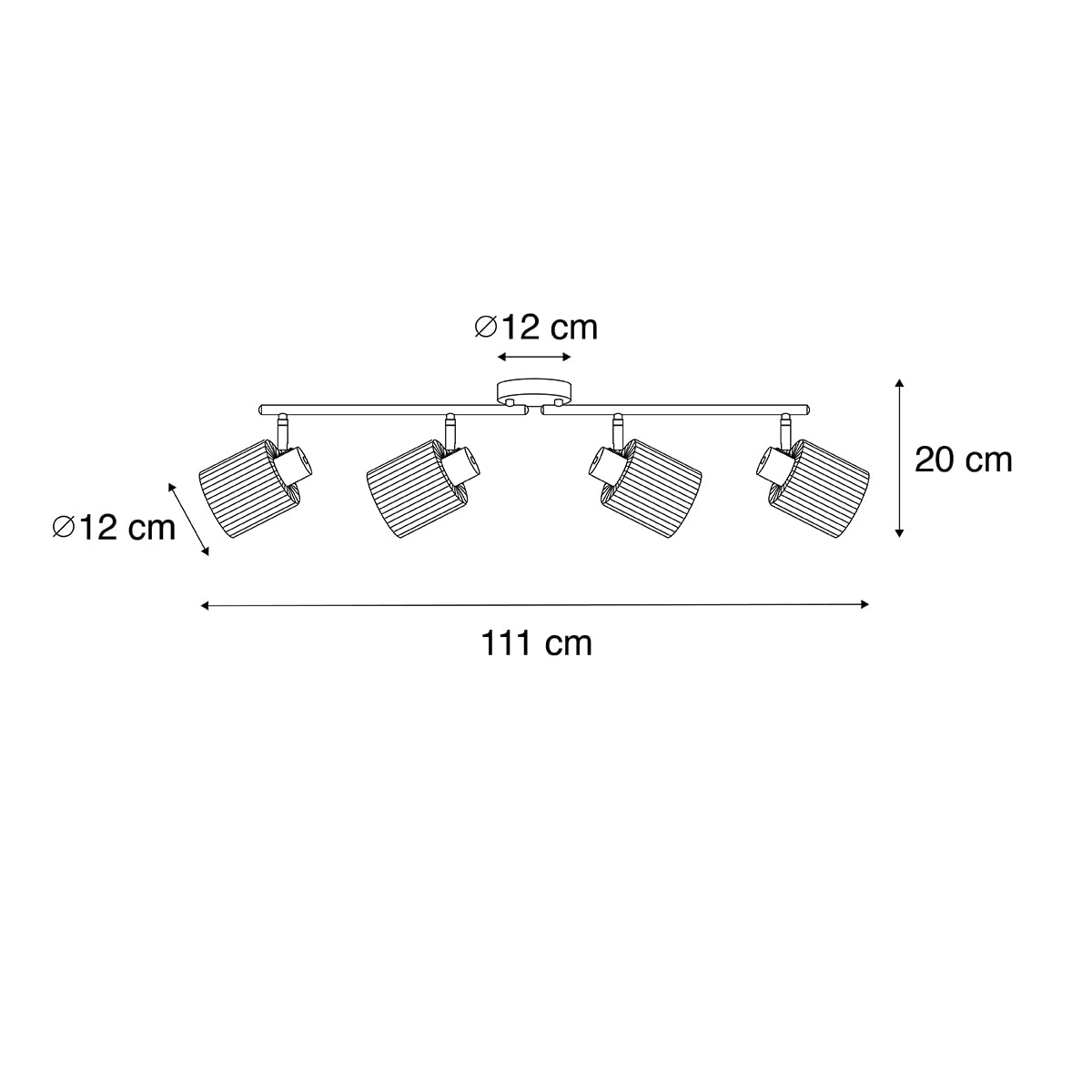 Qazqa Verstellbarer Deckenstrahler, Deckenspot - Laura - gold, max. 40W, Geeignet für LED, 111cm, 4-flammig, Ideal als Küche lampe und Wohnzimmerlampe