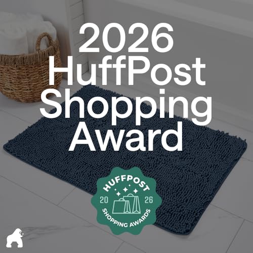 Image of Gorilla Grip Luxury Chenille Bathroom Rug Mat, 70x24, Extra Soft and Absorbent Shaggy Rugs, Machine Wash and Dry, Perfect Plush Carpet Mats for Tub, Shower, and Bath Room, Navy Blue