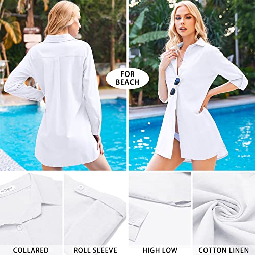 HOTOUCH Women Boyfriend Shirts Button Down Long Sleeve Blouse Cuffed Sleeve Collared Shirt4