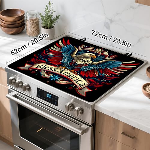Image of Patriotic Stove Top Cover, Heat Resistant Electric Stove Protector Mat, Large Diatomite Kitchen Counter Mat, Independence Day Decor American Flag Kitchen Accessory (eagle, 28x20 Inch)