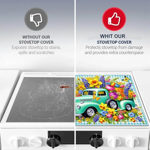Image of HOMETITUTE Spring Truck Stove Top Cover 28x20 Heat Resistant Mat