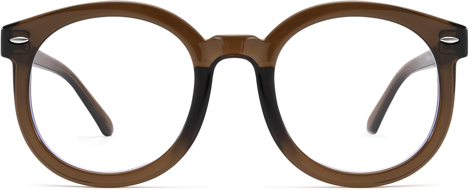 Dollger Oversized Round Blue Light Blocking Glasses for Women Big Large Chunky Frame Anti Bluelight Thick Glasses