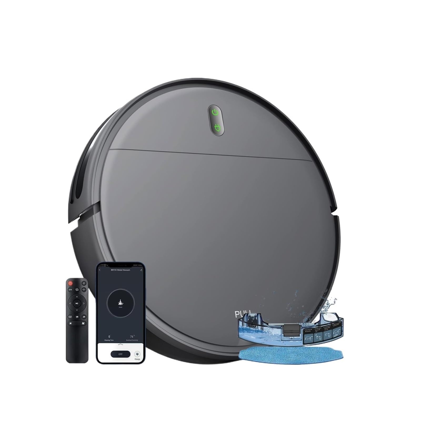 EWsdsfs BR151 Robot Vacuum Cleaner Auto Charging 6000Pa Power App Control Water Tank Wet Robot Vacuum Cleaner Electric Sweeper(Black)