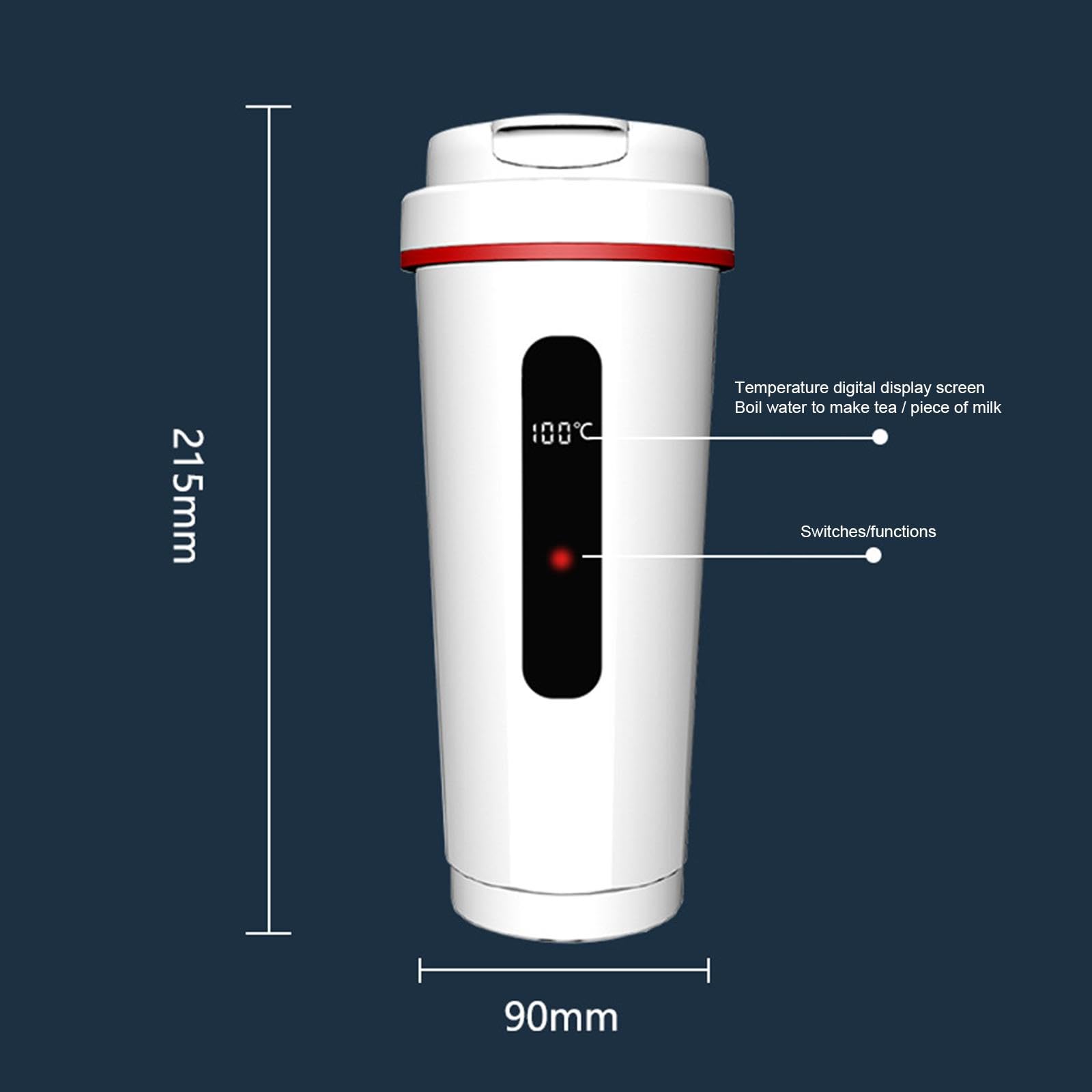 Hervidor de Agua eléctrico portátil para Coche, con Temperatura Ajustable y a Prueba de Fugas, Ideal para Viajes y té.