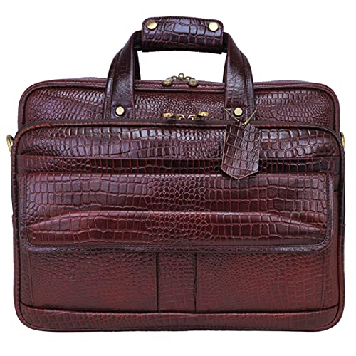 DA LV Full Grain Leather Laptop Briefcase for Men Top Choice Gifts Laptop Bag Multiple 16'' Compartments Brass Hardware