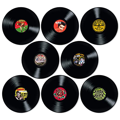 Discos de Vinilo para decoración de Pared, 8 Piezas tamaño 12 Pulgadas, para Decorar Fiestas de Rock música, cumpleaños Bares Pubs Fiestas temáticas de los 70s 80s 90s Retro Vintage Old School
